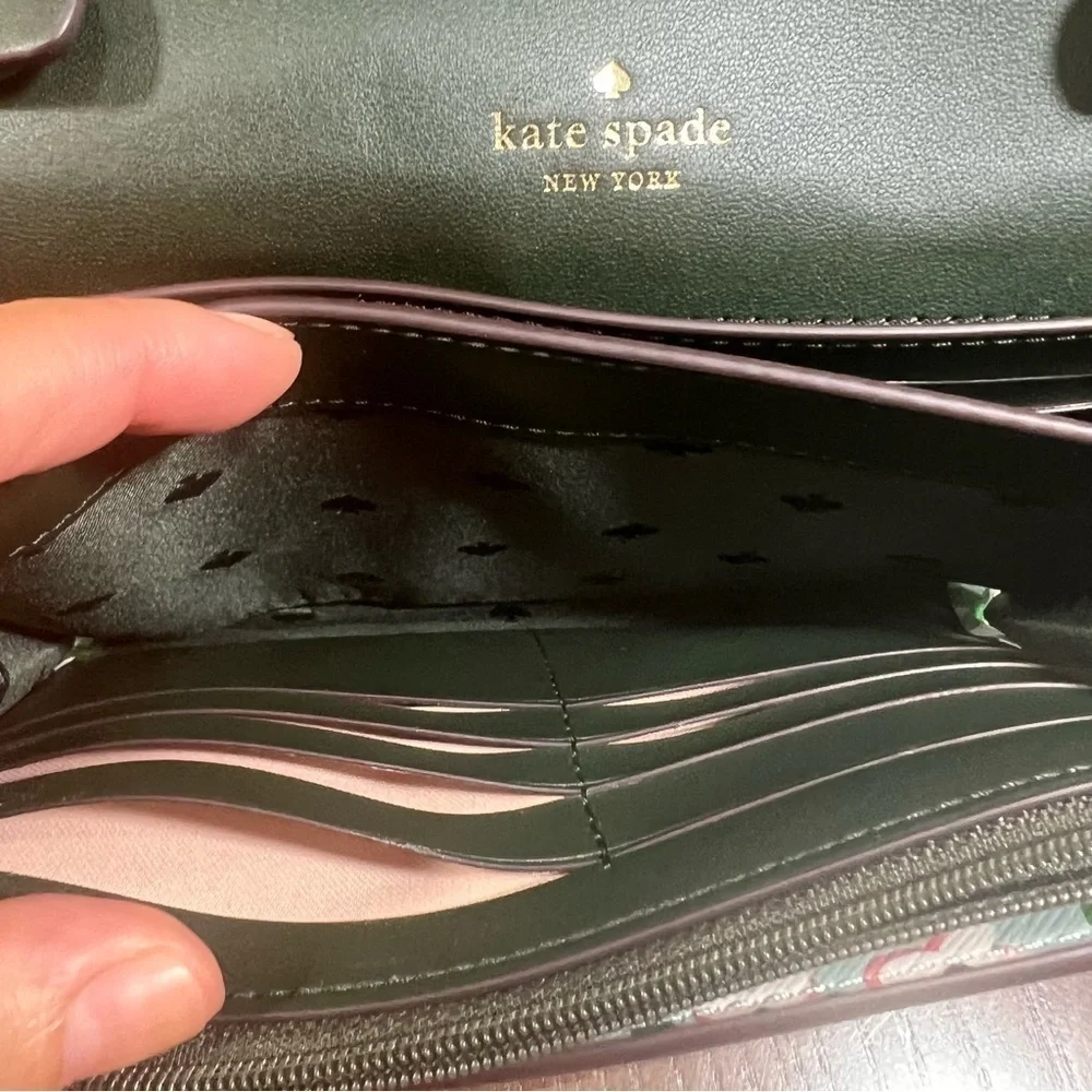 KATE SPADE NEW YORK DANA WALLET ON A STRING. BUTTER Platinum Grey NWT
